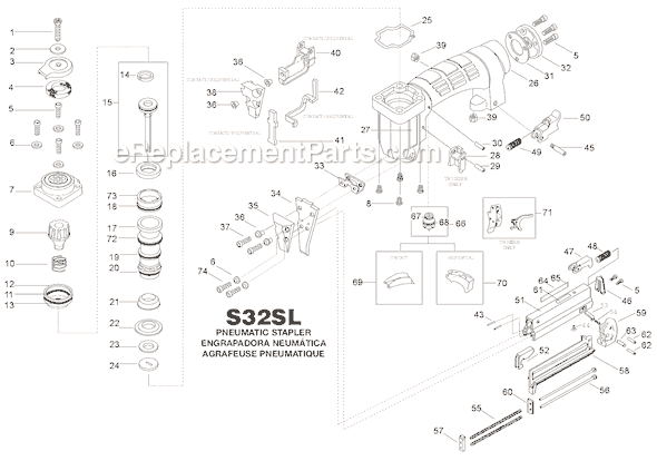 Bostitch S32SL Pneumatic Stapler Page A Diagram