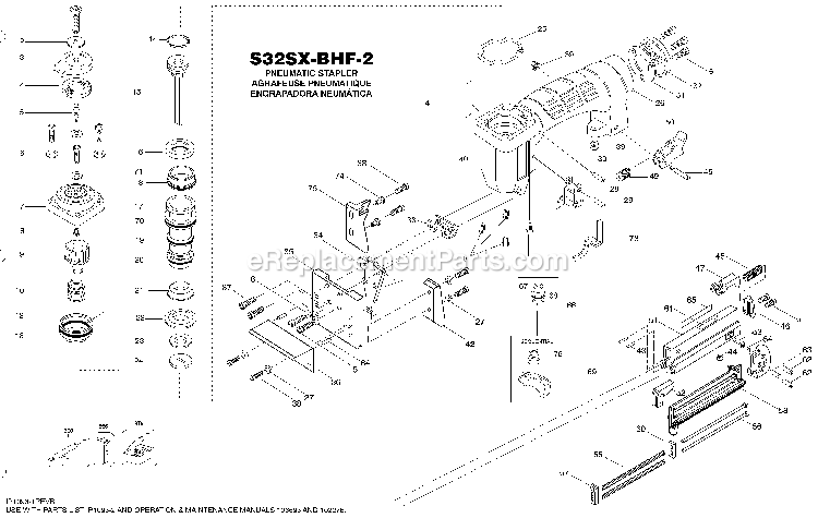 Bostitch S32SX-BHF-2 (Type 0) Pneumatic Stapler Power Tool Page A Diagram