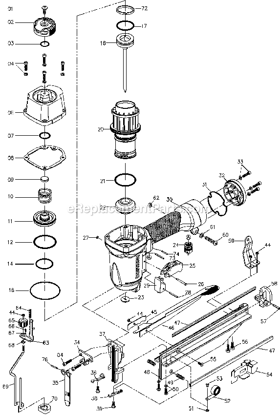 Bostitch SB-1664FN (17019001 and higher) Finish Tool Power Tool Page A Diagram
