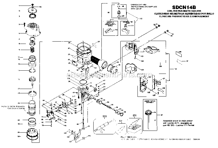 Bostitch SDCN14B (Type 0) Coil-Fed Nailer Power Tool Page A Diagram
