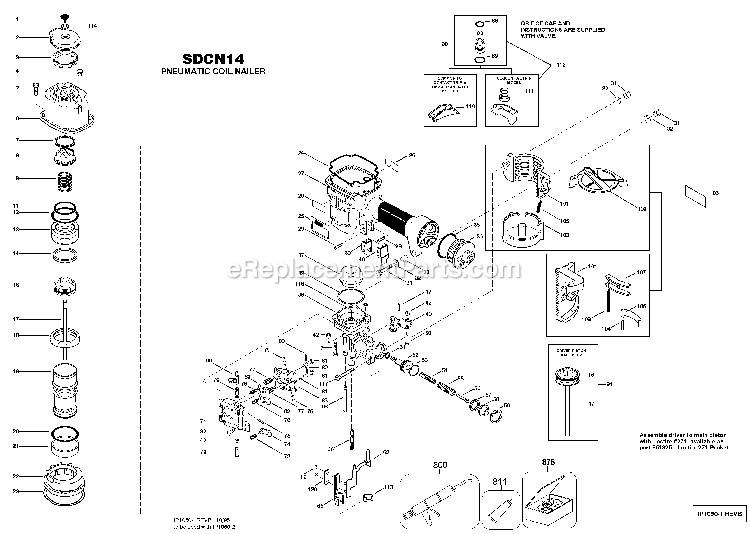 Bostitch SDCN14 (Type 0) Coil Nailer Power Tool Page A Diagram