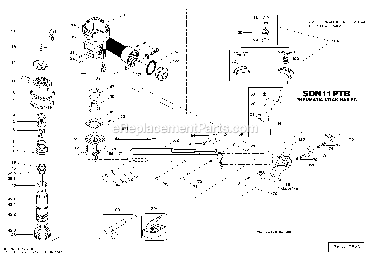 Bostitch SDN11PTB (Type 0) Stick Nailer Power Tool Page A Diagram