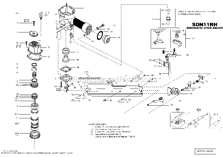 Bostitch SDN11RH (Type 0) Stick Nailer Power Tool Page A Diagram