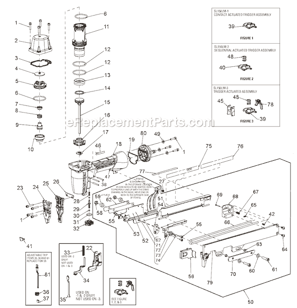 Bostitch SL150LM Pneumatic Brad Nailer & Stapler Page A Diagram