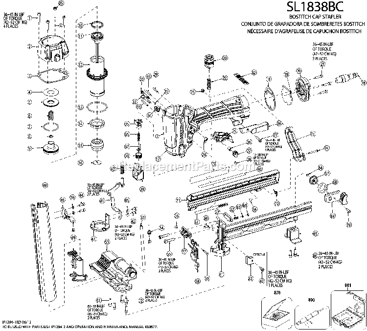 Bostitch SL1838BC (151230000 > higher) Cap Stapler Power Tool Page A Diagram