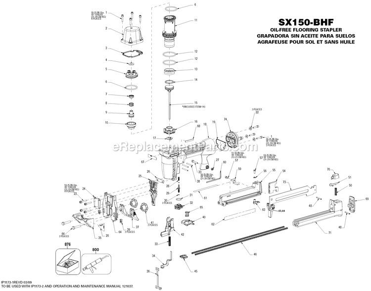 Bostitch SX150-BHF (Type 0) Flooring Stapler Power Tool Page A Diagram