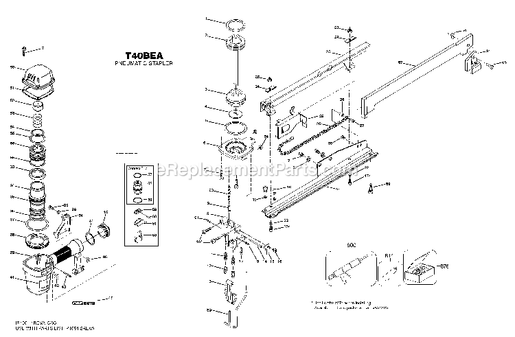 Bostitch T40BEA (Type 0) Pneumatic Stapler Power Tool Page A Diagram