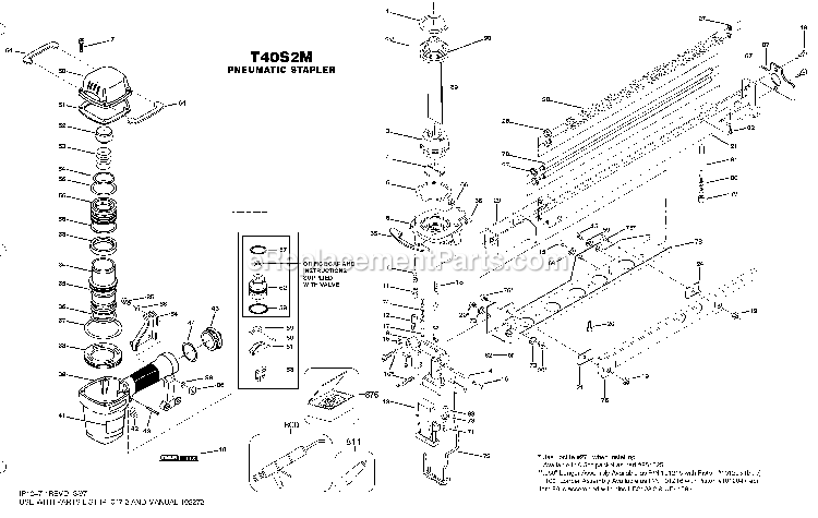Bostitch T40S2M (Type 0) Pneumatic Stapler Power Tool Page A Diagram