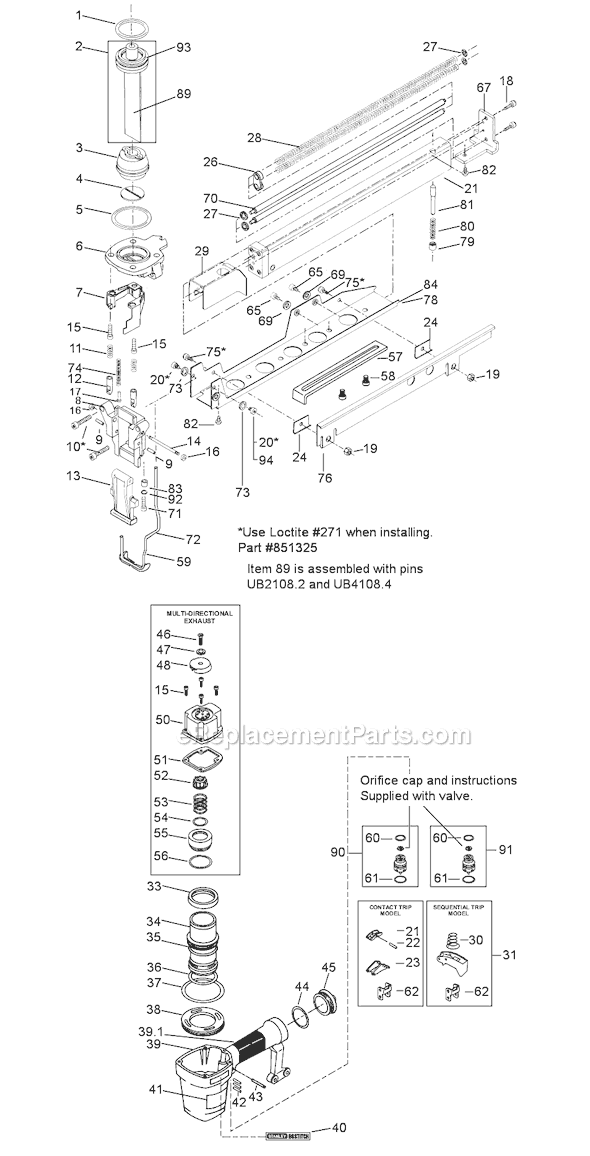 Bostitch T40S2 Pneumatic Stapler Page A Diagram