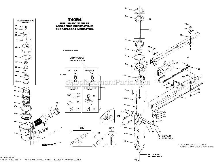 Bostitch T40S4 (Type 0) Pneumatic Stapler Power Tool Page A Diagram