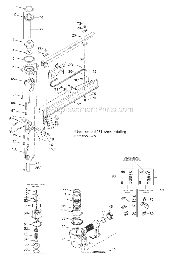 Bostitch T40S4 Pneumatic Stapler Page A Diagram