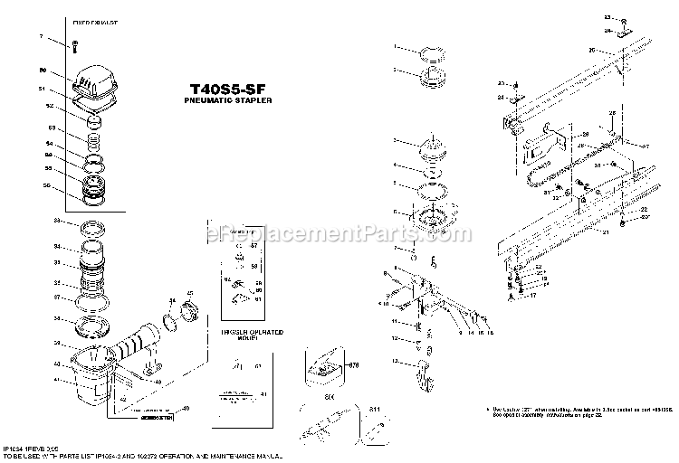 Bostitch T40S5-SF (Type 0) Pneumatic Stapler Power Tool Page A Diagram