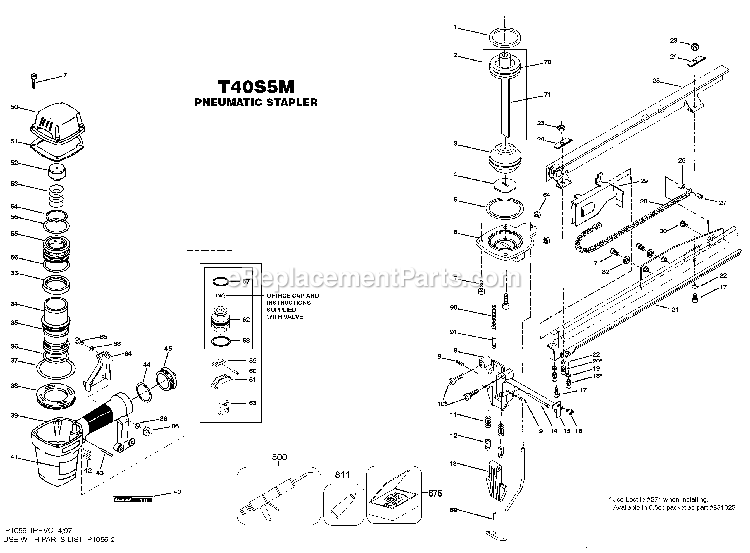 Bostitch T40S5M (Type 0) Pneumatic Stapler Power Tool Page A Diagram