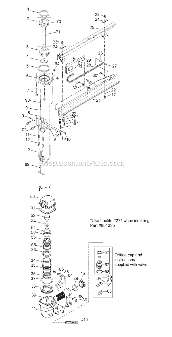 Bostitch T40S5M Pneumatic Stapler Page A Diagram