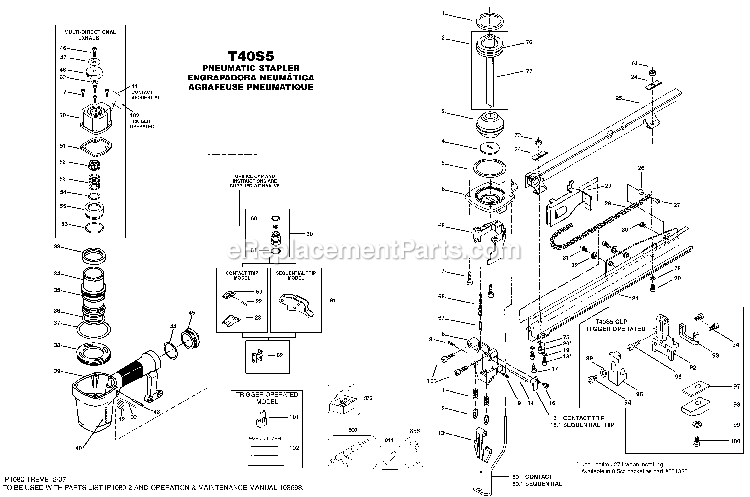 Bostitch T40S5 (Type 0) Pneumatic Stapler Power Tool Page A Diagram
