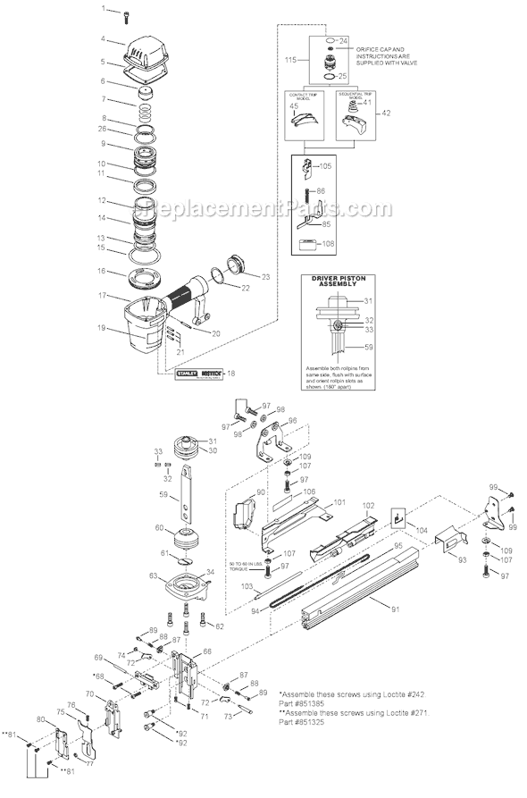 Bostitch T50S2 Pneumatic Stapler Page A Diagram