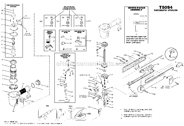 Bostitch T50S4 (Type 0) Pneumatic Stapler Power Tool Page A Diagram