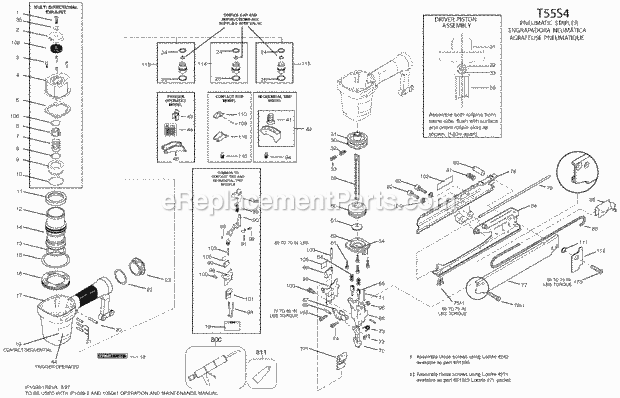 Bostitch T55S4 (Type 0) Pneumatic Stapler Page A Diagram