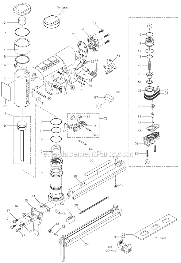 Bostitch TU-216-71LN Industrial Fine Wire Stapler Page A Diagram