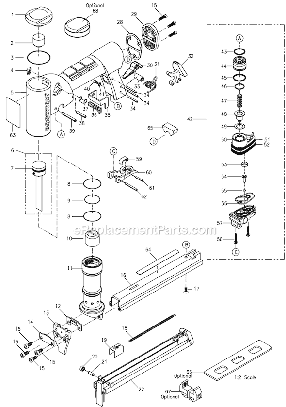 Bostitch TU-216-84 Industrial Fine Wire Stapler Page A Diagram