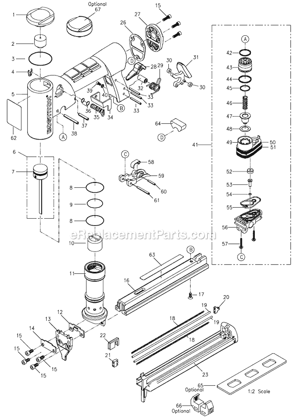 Bostitch TU216-SJK Industrial Fine Wire Stapler Page A Diagram