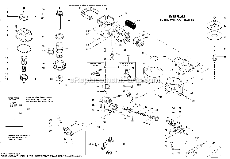 Bostitch WM45B (Type 0) Coil Nailer Power Tool Page A Diagram