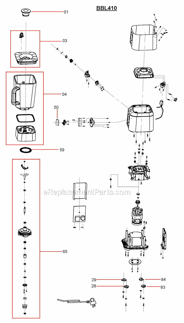 Breville BBL410XL Variable Speed Blender Page A Diagram