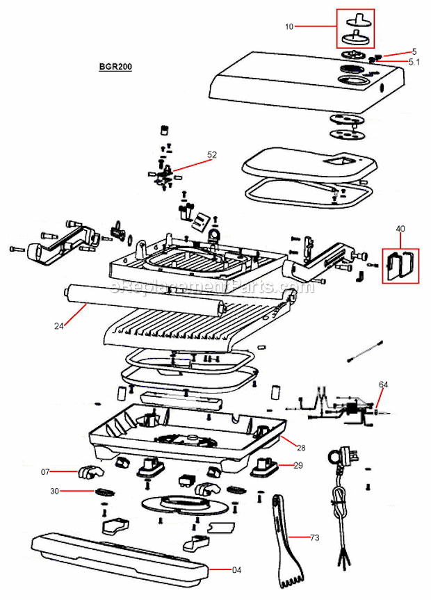 Breville BGR200XL Panini Grill Page A Diagram