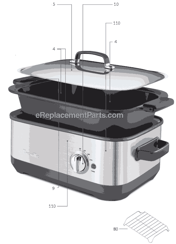 Breville BSC560XL Slow Cooker with EasySear Page A Diagram