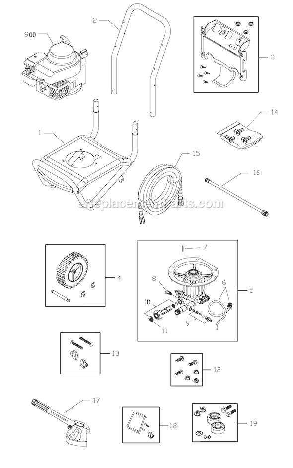 Troy-Bilt 020348-0 2,200 PSI Pressure Washer Page A Diagram