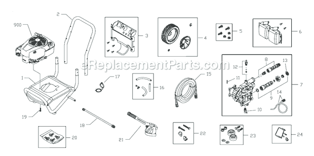 Troy-Bilt 020381 3000 MAX PSI Pressure Washer Page A Diagram