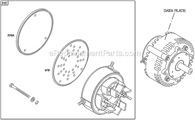 Briggs and Stratton AB0101-0116-01 Engine Brush End Housing Brush Cover Diagram
