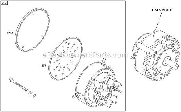 Briggs and Stratton AB0101-0118-01 Engine Brush End Housing Brush Cover Diagram