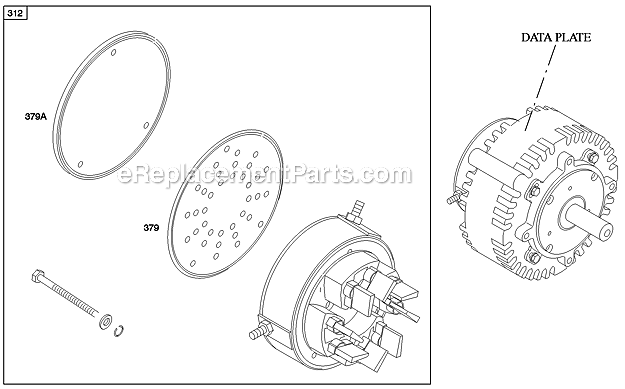 Briggs and Stratton AB0101-0123-01 Engine Brush End Housing Brush Cover Diagram