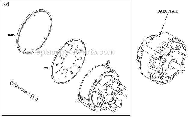 Briggs and Stratton AB0102-0120-01 Engine Brush End Housing Brush Cover Diagram