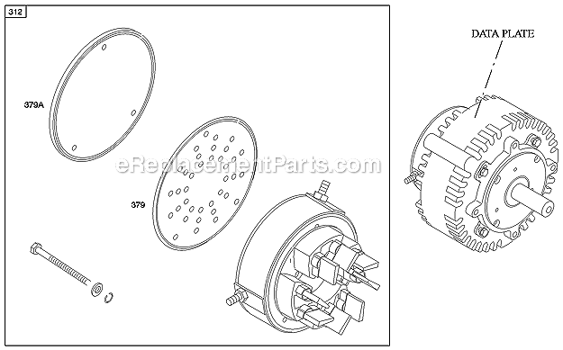 Briggs and Stratton AB0102-0121-01 Engine Brush End Housing Brush Cover Diagram