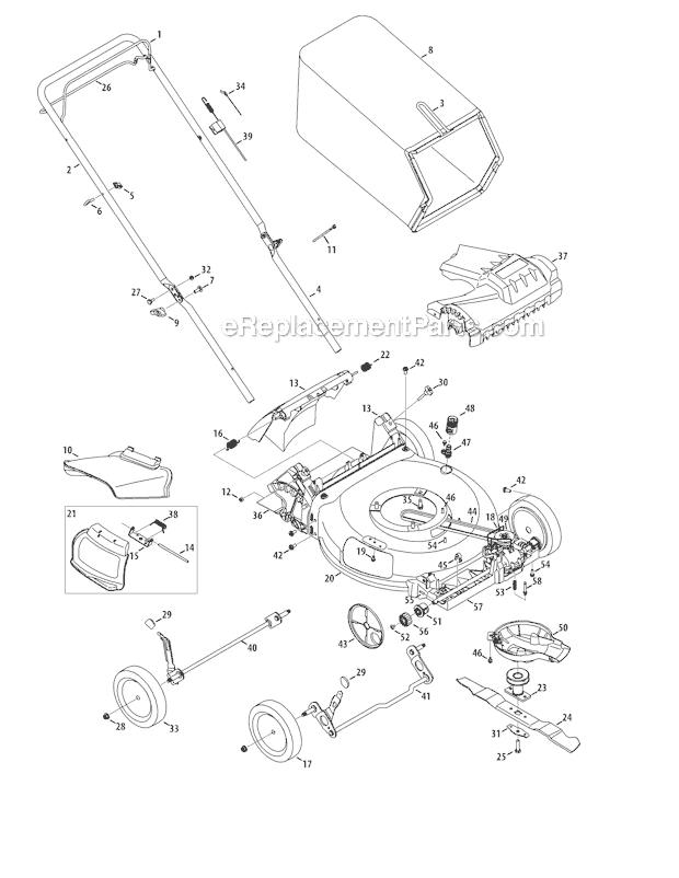 Troy-Bilt TB210 (12A-A26M011) (2011) Self-Propelled Walk-Behind Mower Page A Diagram