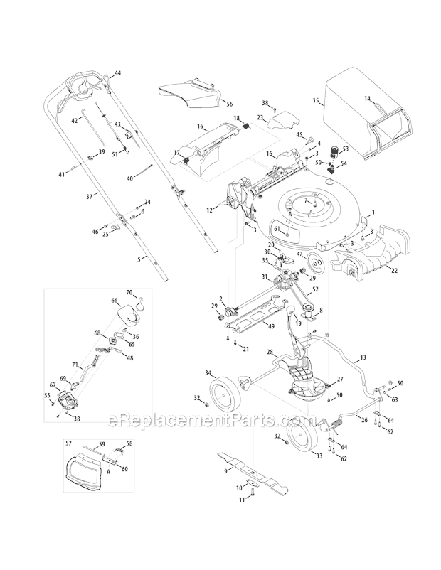 Troy-Bilt TB330XP (12AKC39B011) (2011) Self-Propelled Walk-Behind Mower Page A Diagram