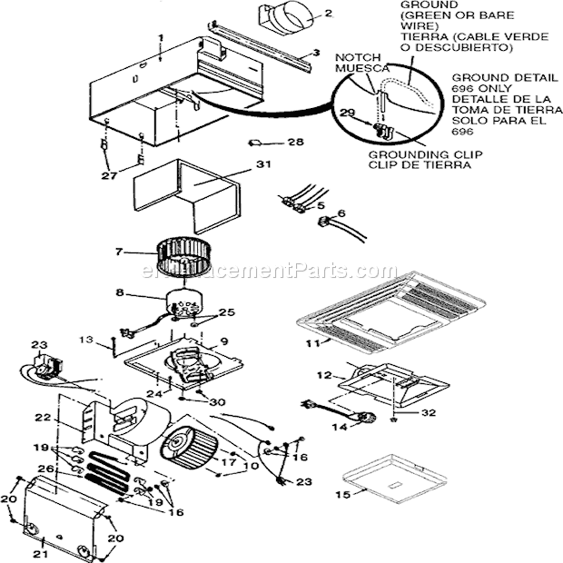 broan 696 parts list and diagram : ereplacementparts