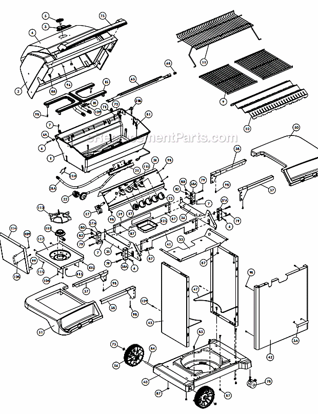 Broil King 949-74 (Crown Series 70) Gas Grill Page A Diagram