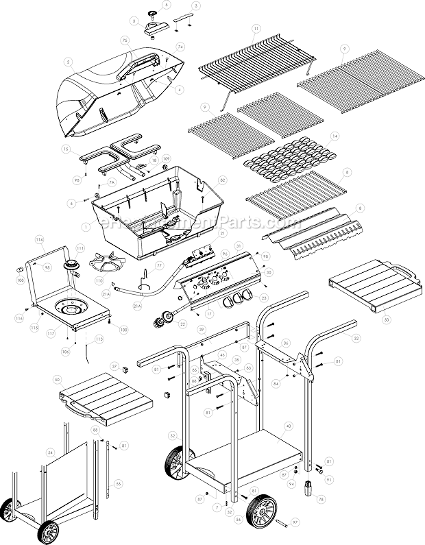Broil-Mate 1370-4 Gas Grill Page A Diagram