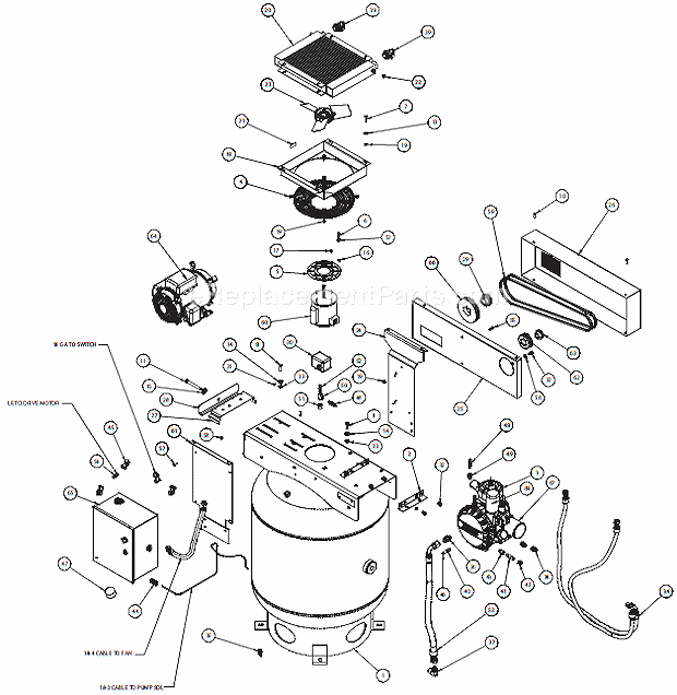 Campbell Hausfeld 40HU28 Basic, Vertical Rotary Screws Compressor 90_Gal_150_Psi_75Hp Diagram