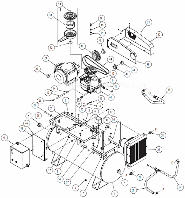 Campbell Hausfeld 40HU29 Basic, Horizontal Rotary Screws Compressor 120_Gal_150_Psi_20Hp Diagram