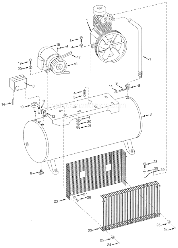 Campbell Hausfeld 5Z398B 5 Hp Two-Stage Air Compressor Page A Diagram