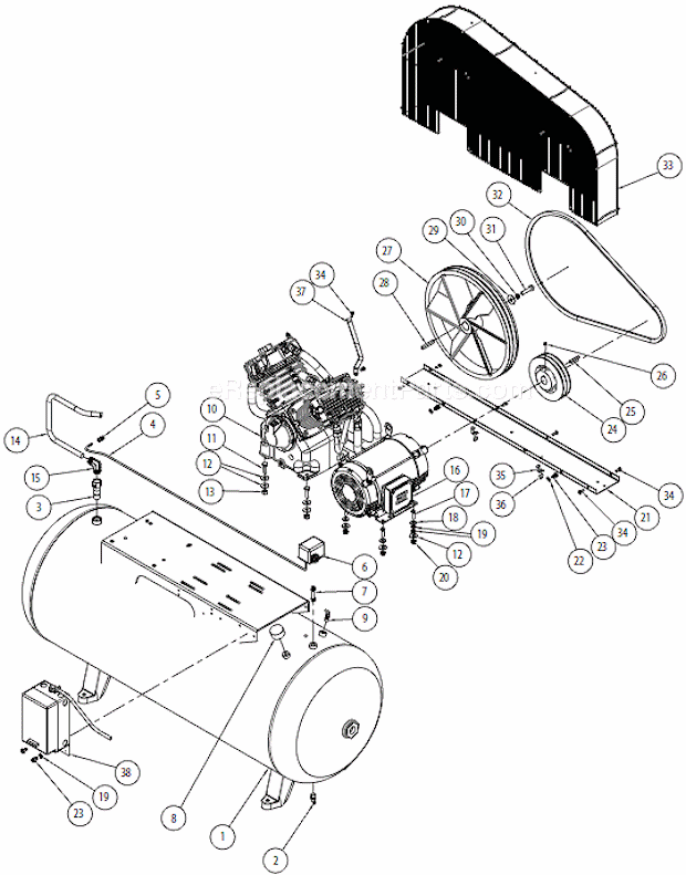 Campbell Hausfeld CE800401 Stationary Two-Stage Air Compressor Motor_Hp_10 Diagram