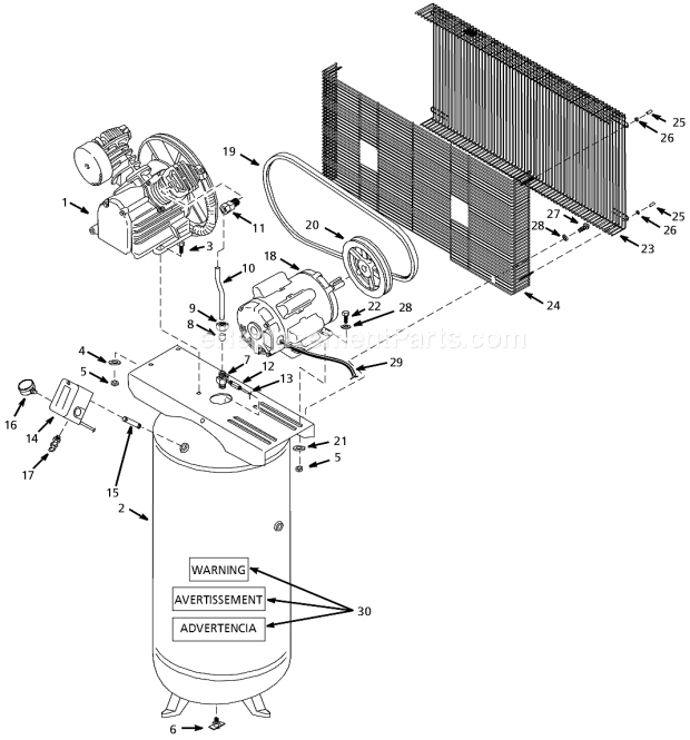 Campbell Hausfeld HS418000AJ Stationary Air Compressor Page A Diagram