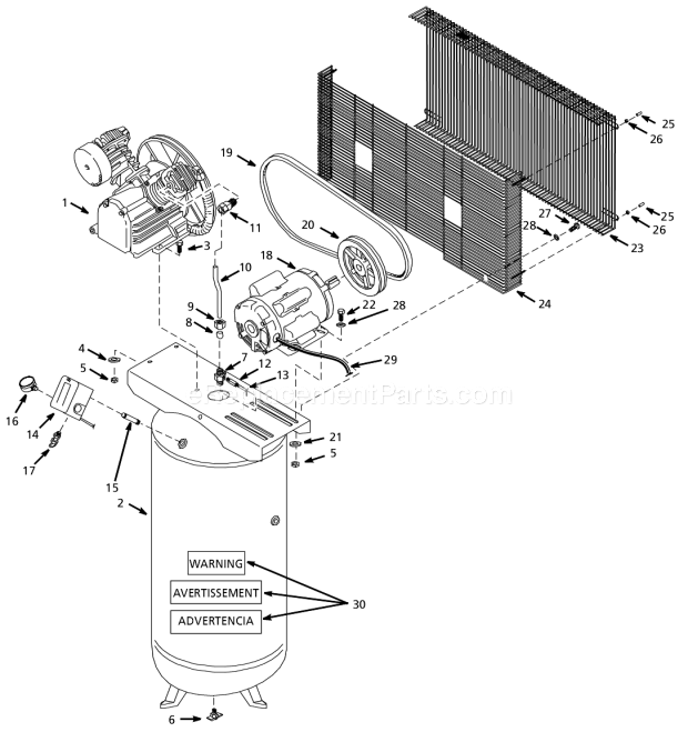 Campbell Hausfeld HS518001AJ Stationary Air Compressor Page A Diagram