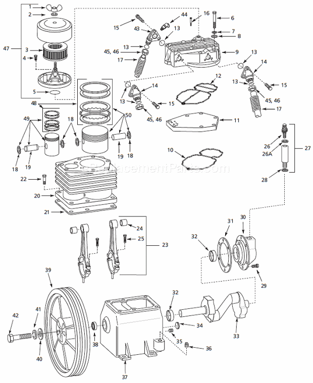 Campbell Hausfeld TF2001 Two-Stage Air Compressor Pump Page A Diagram