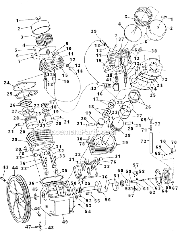Campbell Hausfeld TK000021P Two Stage Four Cylinder Compressor Page A Diagram