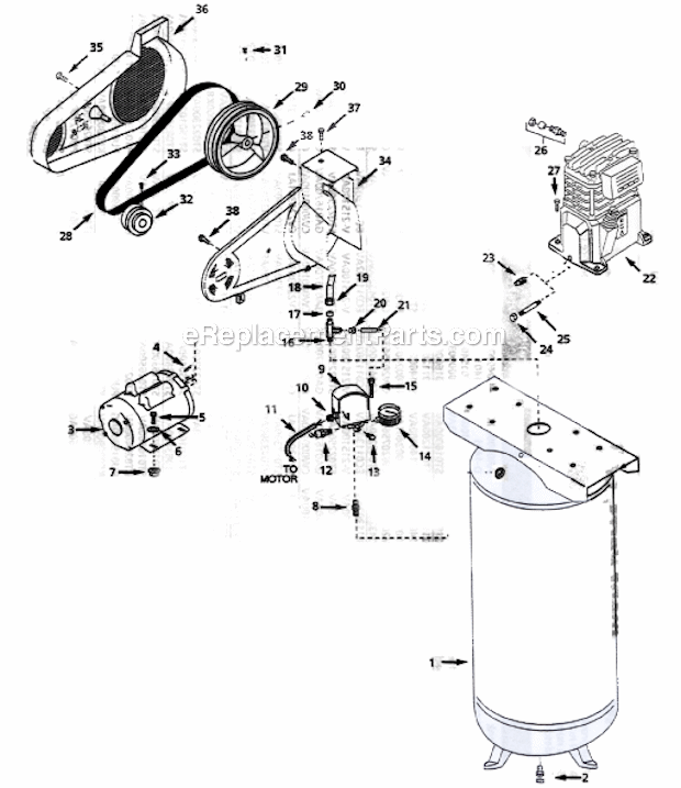 Campbell Hausfeld VT627501 Vertical Air Compressor Page A Diagram